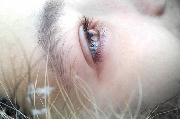 a young woman's eye close up